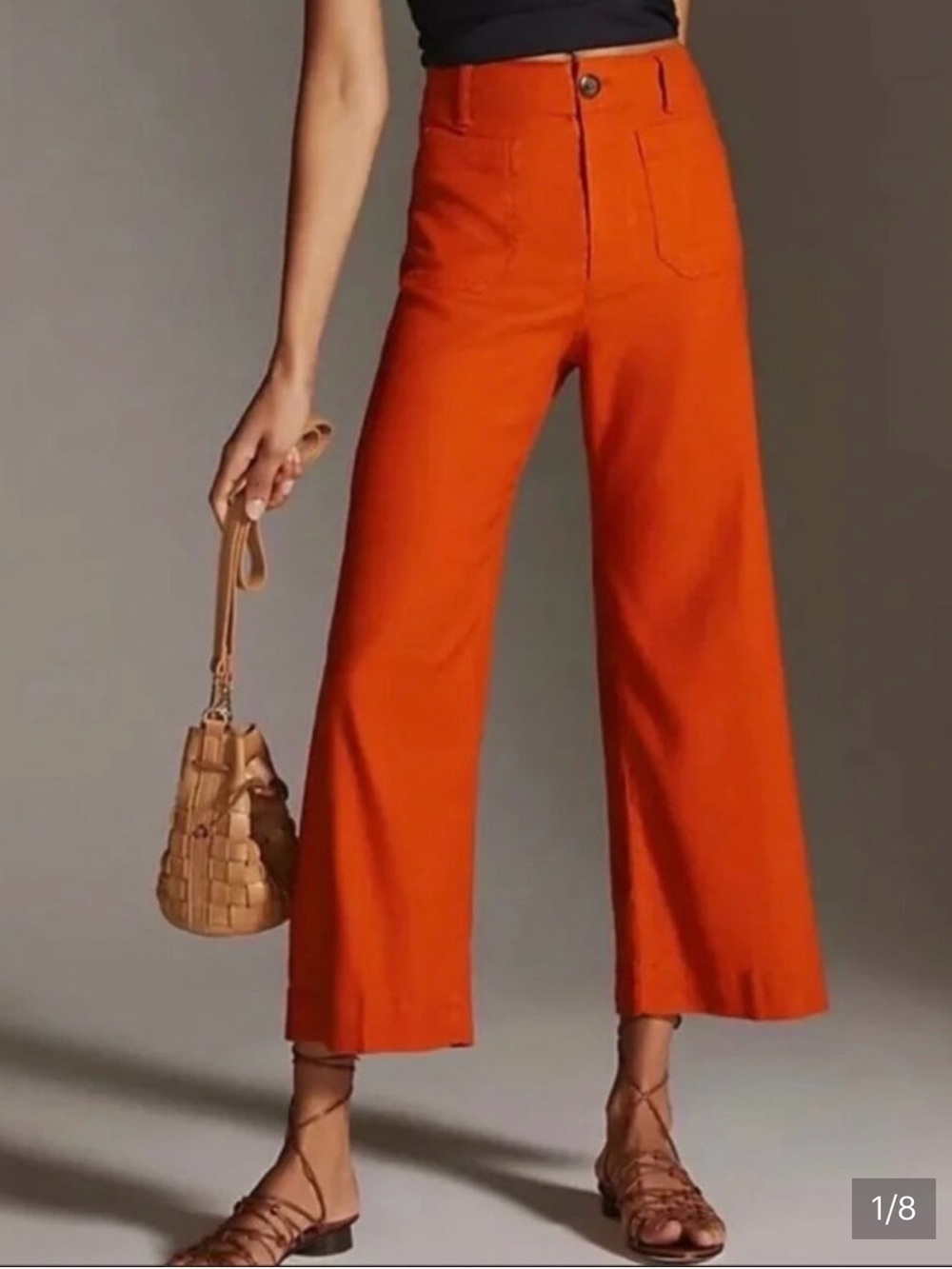 Maeve Wide-Leg High-Rise Pants in Bright Orange